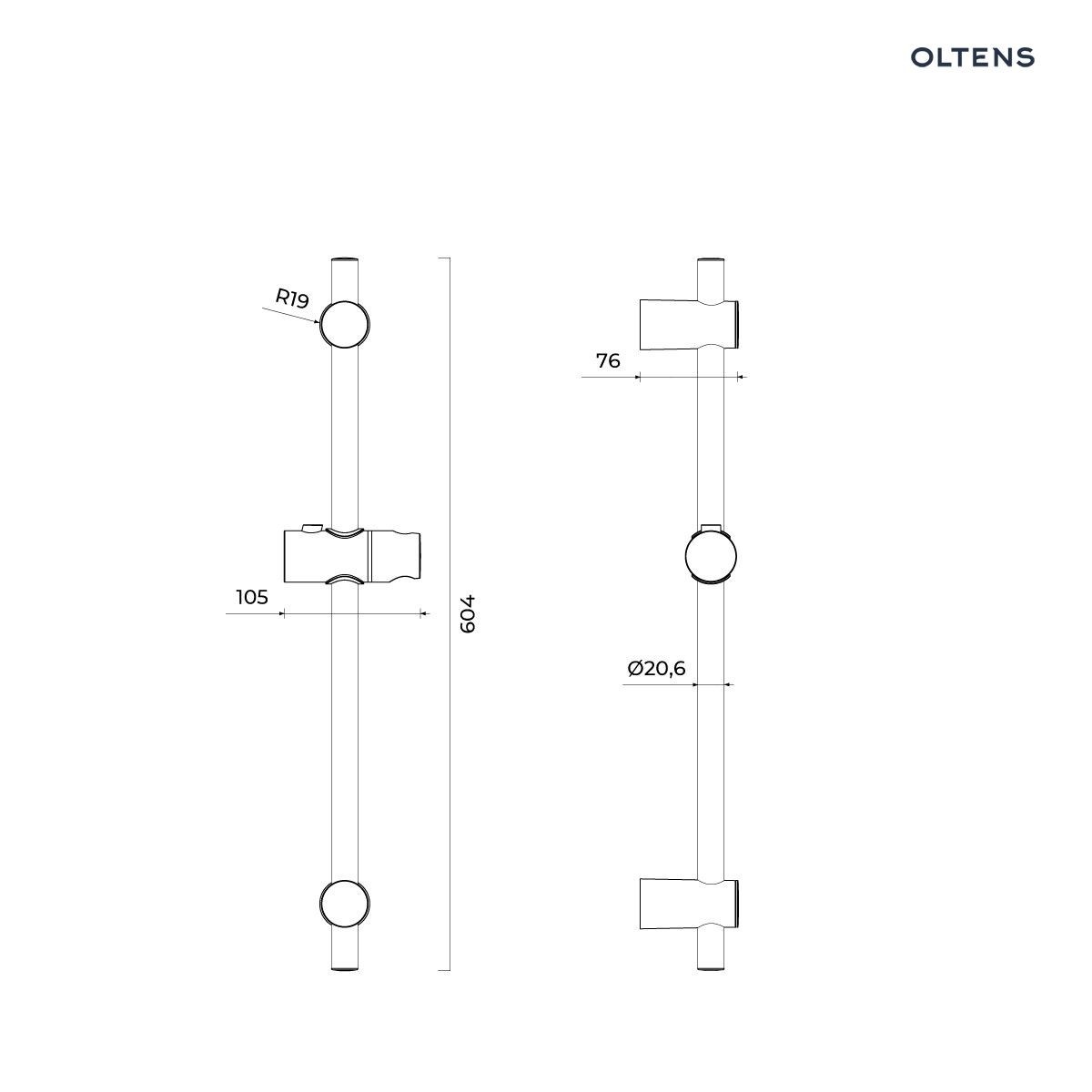 OLTENS ALLING DRĄŻEK PRYSZNICOWY 60CM ZŁOTY - obrazek 2