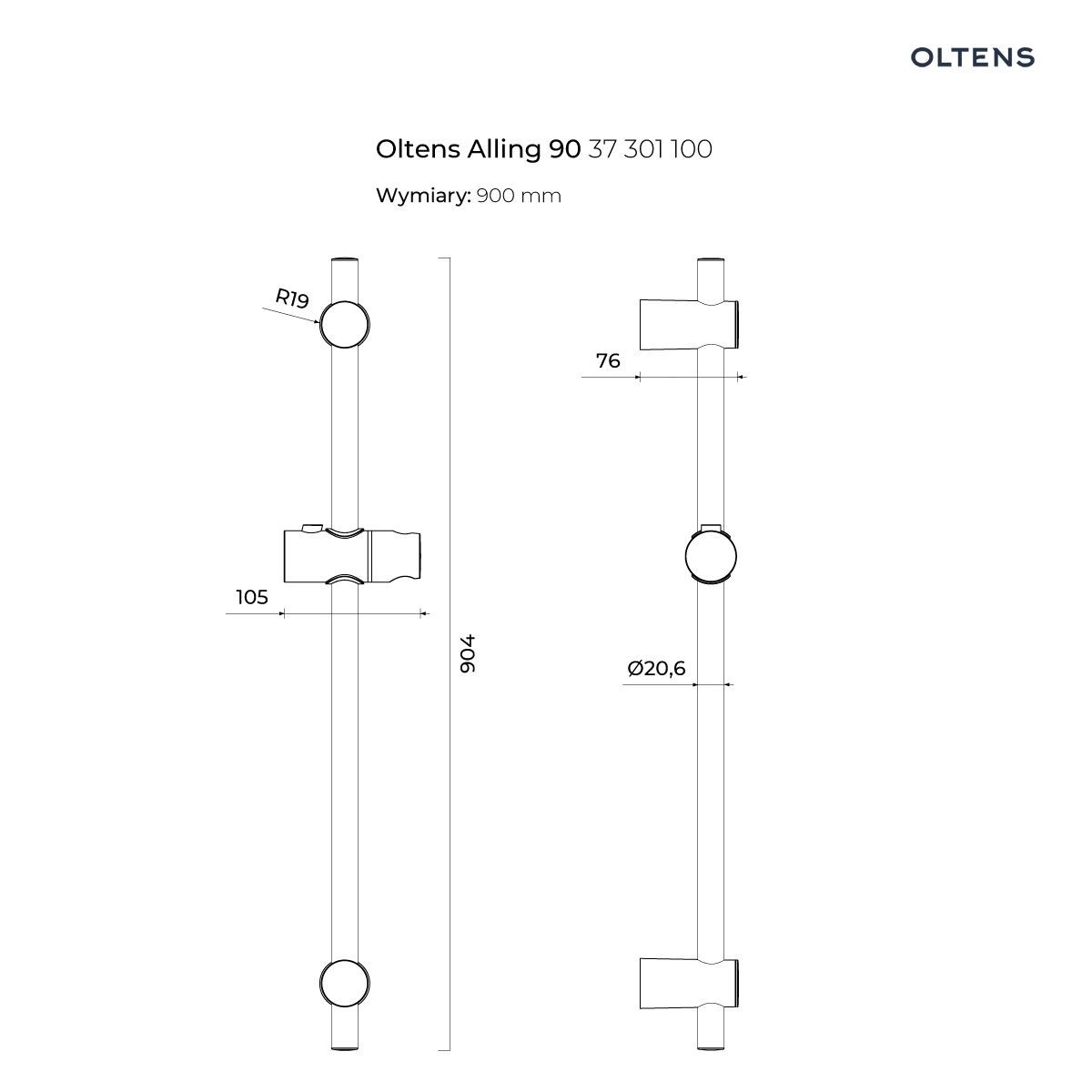 OLTENS ALLING DRĄŻEK PRYSZNICOWY 90CM - obrazek 3