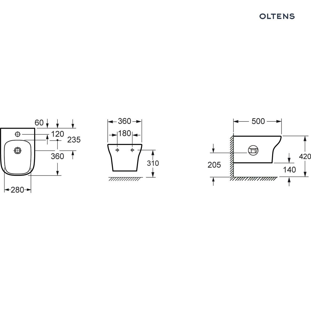 OLTENS BIDET WISZĄCY GULFOSS Z POWŁOKĄ SMARTCLEAN - obrazek 4