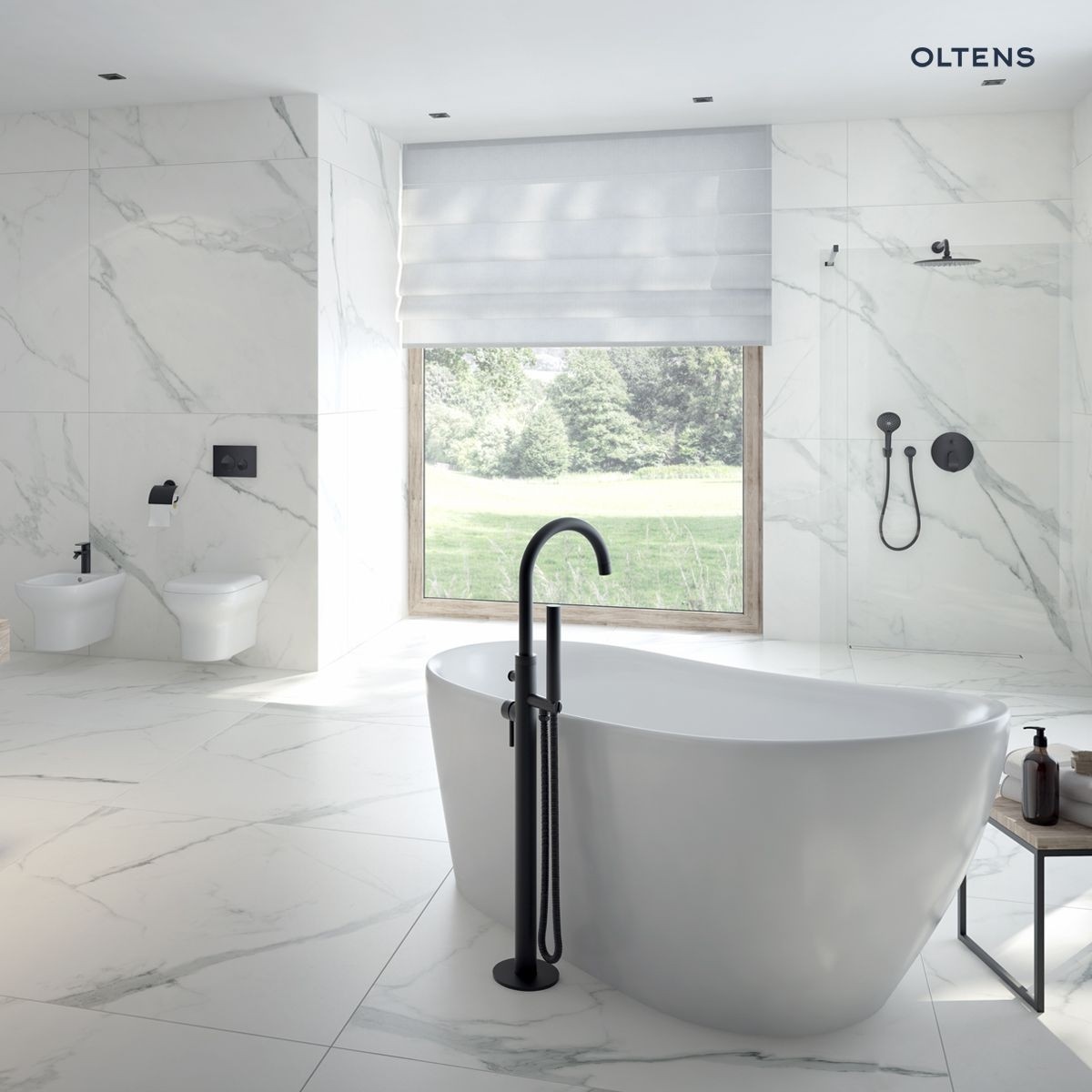 OLTENS BO ŚCIANKA PRYSZNICOWA WALK-IN 80CM PROFIL CZARNY MAT - obrazek 2