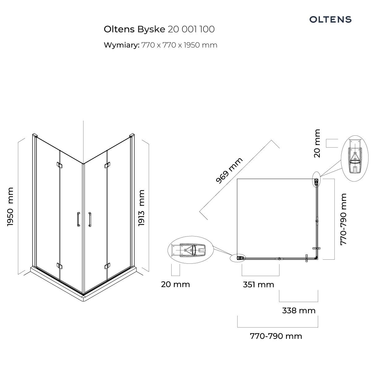 OLTENS BYSKE KABINA PRYSZNICOWA 80CM - obrazek 5