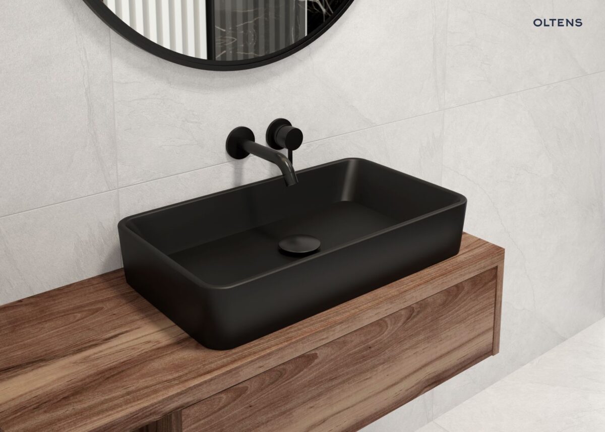 OLTENS FORDE UMYWALKA 51x40,5 CM NABLATOWA PROSTOKĄTNA Z POWŁOKĄ SMARTCLEAN CZARNY MAT - obrazek 5