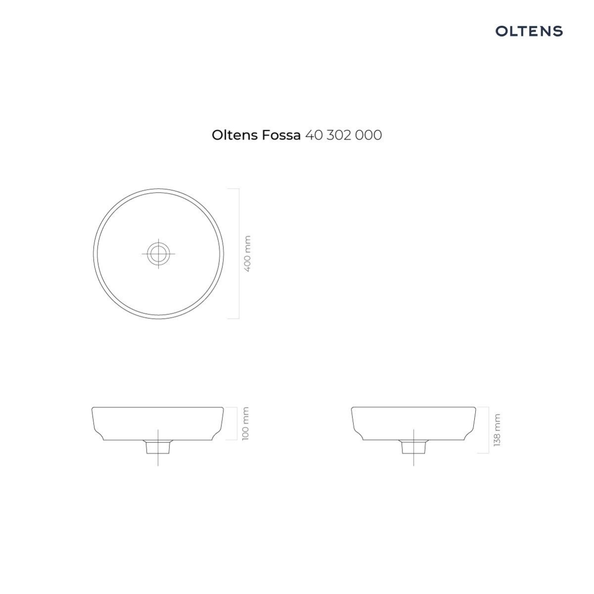OLTENS FOSSA UMYWALKA NABLATOWA OKRĄGŁA Z POWŁOKĄ SMARCLEAN  40CM - obrazek 3