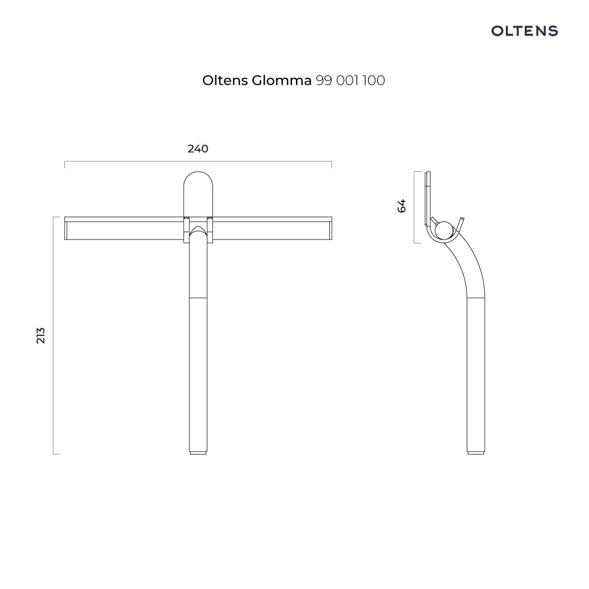OLTENS GLOMMA ŚCIĄGACZKA DO WODY Z UCHWYTEM CHROM - obrazek 2