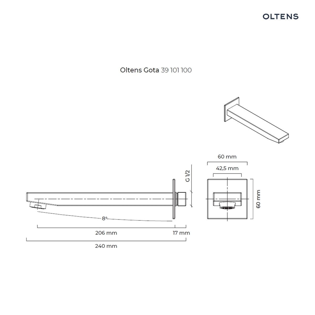 Oltens Gota wylewka wannowa chrom 39101100 - obrazek 2