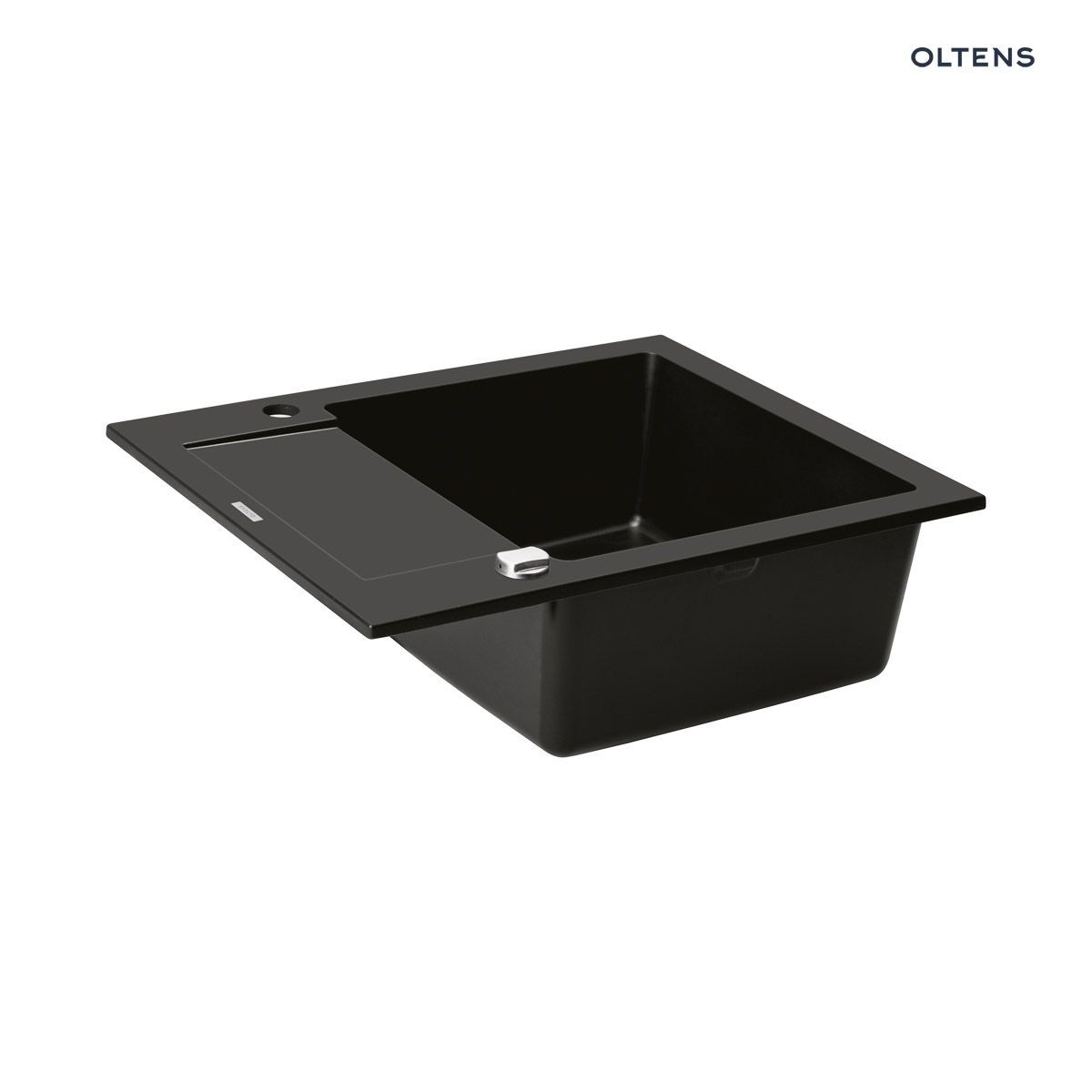 OLTENS GRAVAN ZLEWOZMYWAK GRANITOWY 1-KOMOROWY Z KRÓTKIM OCIEKACZEM 62x50 CM CZARNY MAT - obrazek 3
