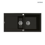OLTENS GRAVAN ZLEWOZMYWAK GRANITOWY 1,5-KOMOROWY Z OCIEKACZEM 100x50 CM CZARNY MAT