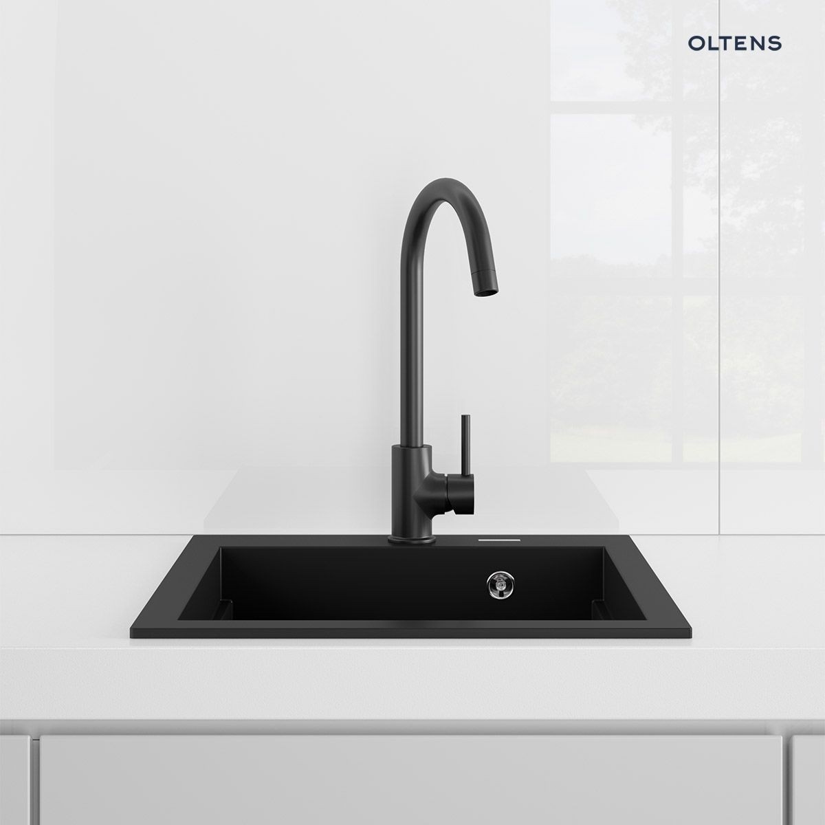 OLTENS GRAVAN ZLEWOZMYWAK GRANITOWY 1-KOMOROWY 47x51,5 CM CZARNY MAT - obrazek 6