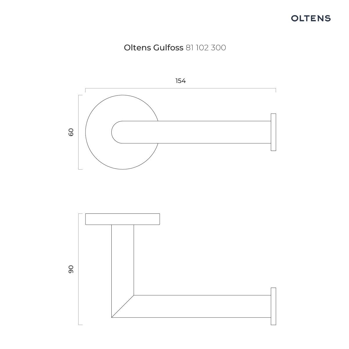 OLTENS GULFOSS UCHWYT NA PAPIER TOALETOWY CZARNY MAT - obrazek 2
