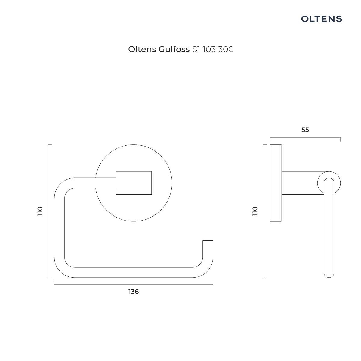 OLTENS GULFOSS UCHWYT NA PAPIER TOALETOWY CZARNY MAT - obrazek 2