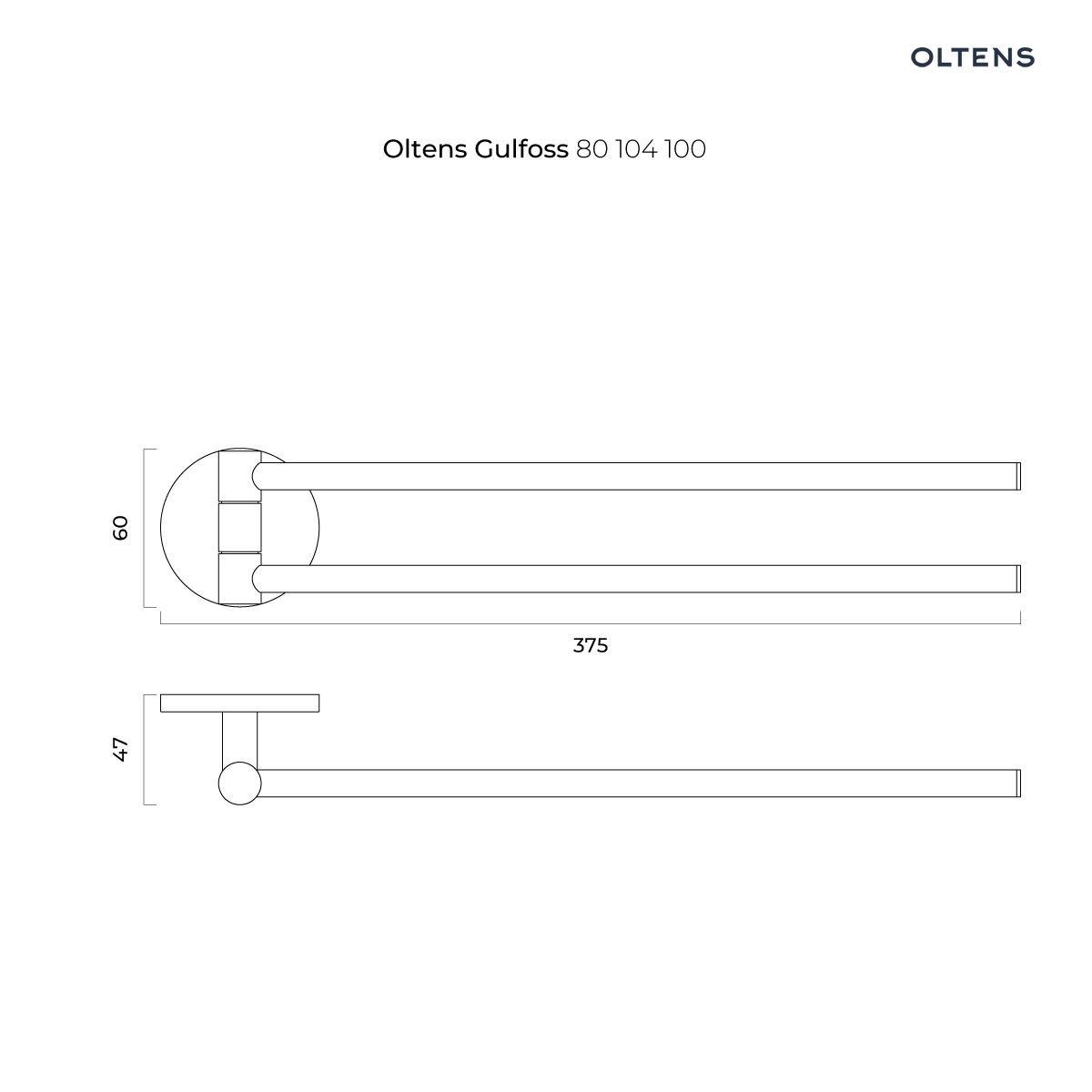 OLTENS GULFOSS WIESZAK NA RĘCZNIK 38CM DWURAMIENNY RUCHOMY CHROM - obrazek 2