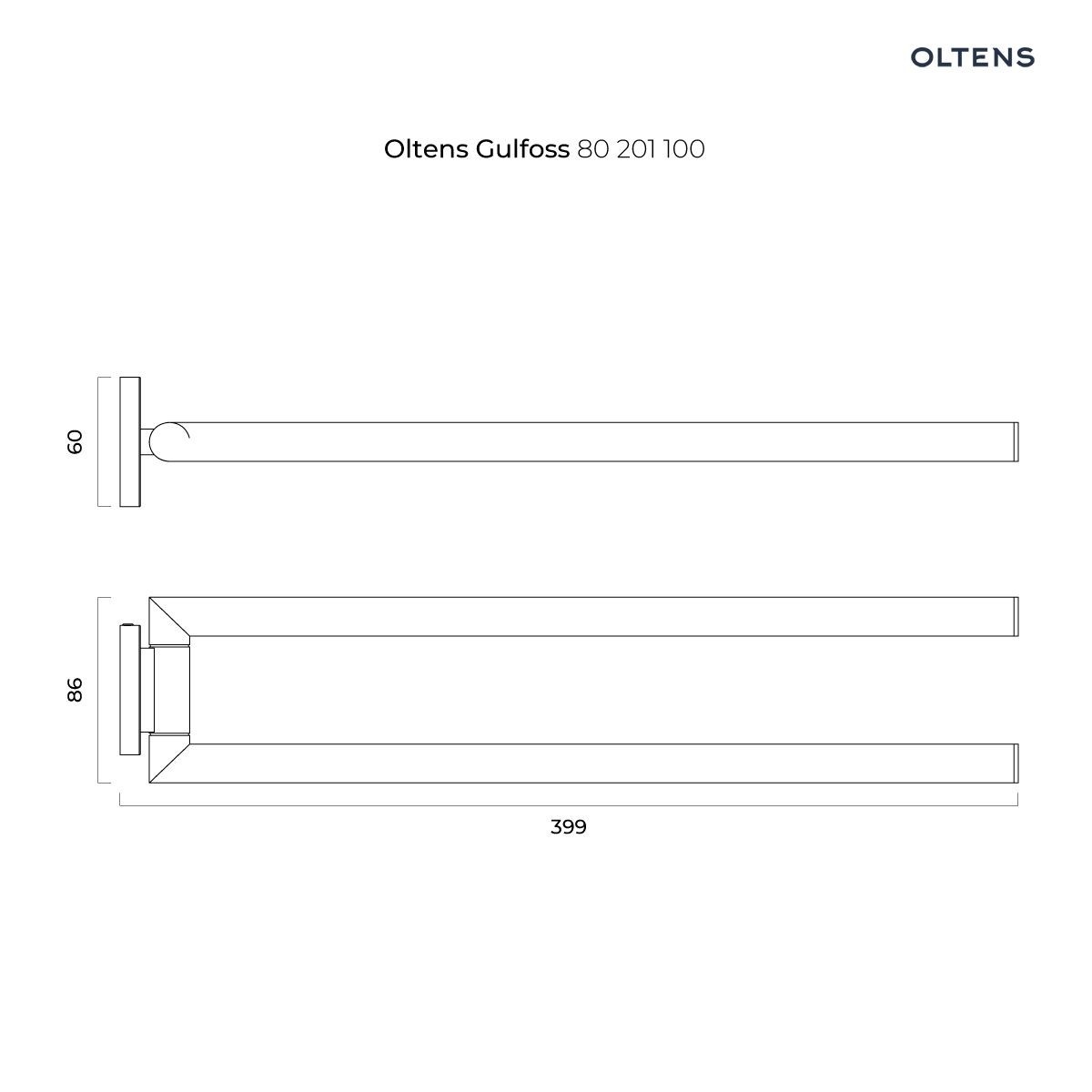 OLTENS GULFOSS WIESZAK NA RĘCZNIK 40CM DWURAMIENNY CHROM - obrazek 2