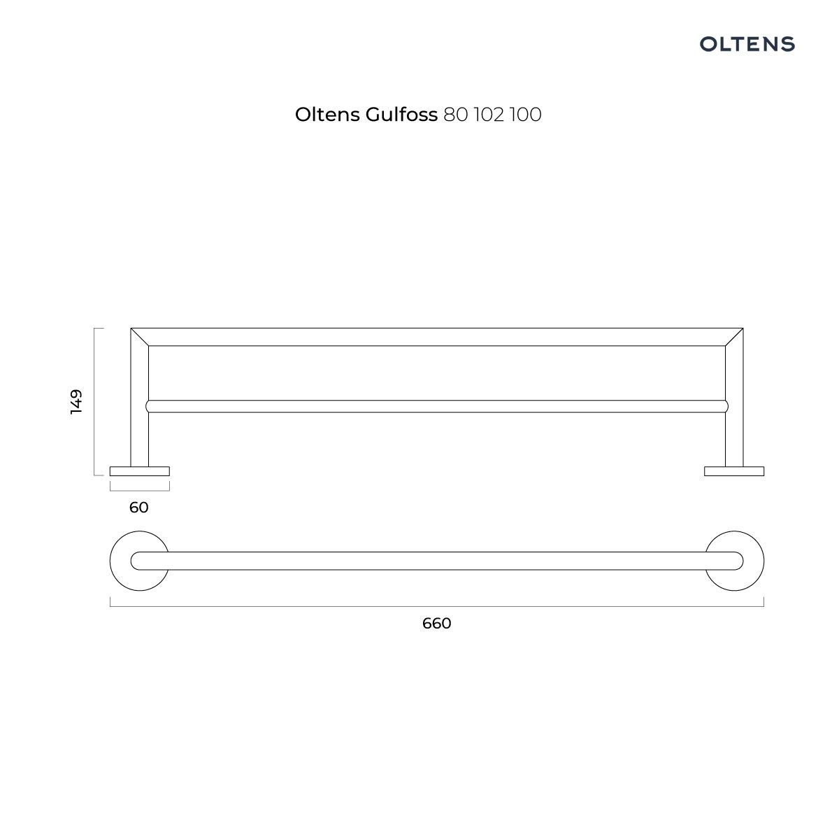 OLTENS GULFOSS WIESZAK NA RĘCZNIK 60CM PODWÓJNY CHROM - obrazek 2
