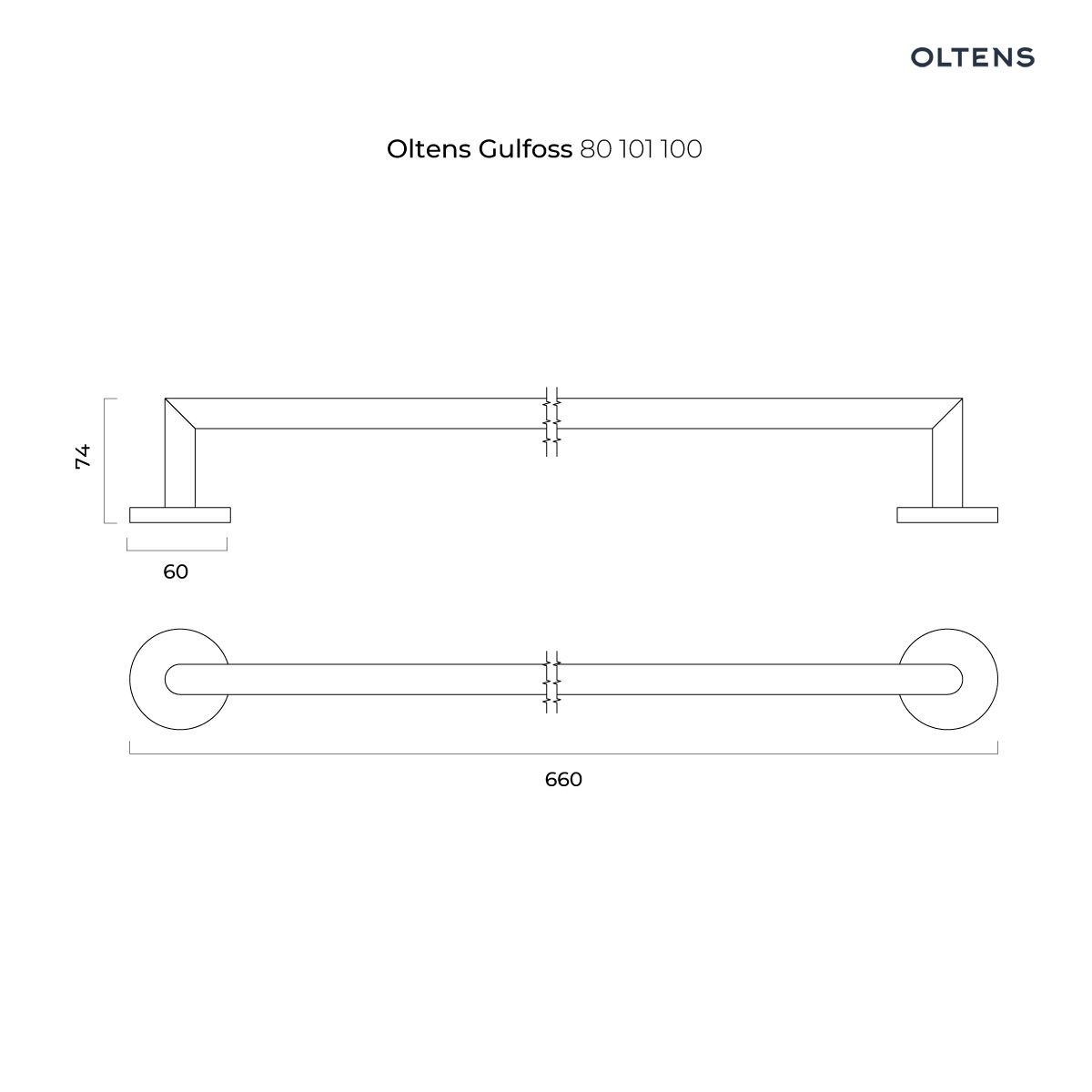 OLTENS GULFOSS WIESZAK NA RĘCZNIK 60CM POJEDYNCZY CHROM - obrazek 2
