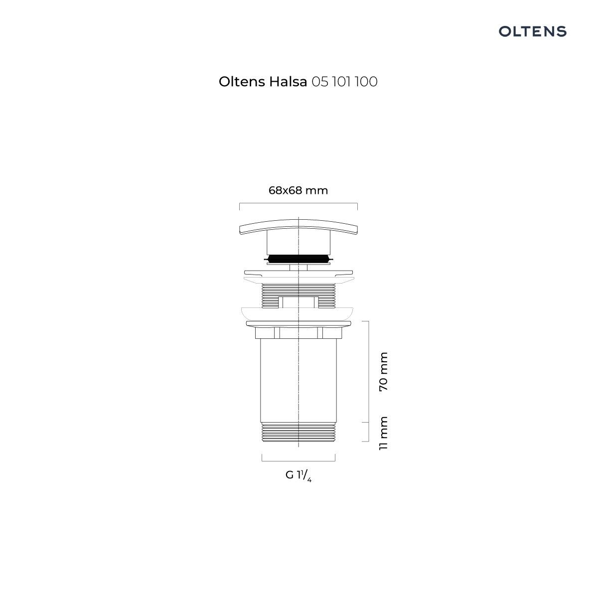 OLTENS HALSA KOREK DO UMYWALKI KLIK KLAK OKRĄGŁY Z PRZELEWEM G1 1/4 CHROM - obrazek 2