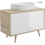 OLTENS HEDVIG SZAFKA PODUMYWALKOWA WISZĄCA BIAŁY POŁYSK/DĄB NOVA 95CM - obrazek 2
