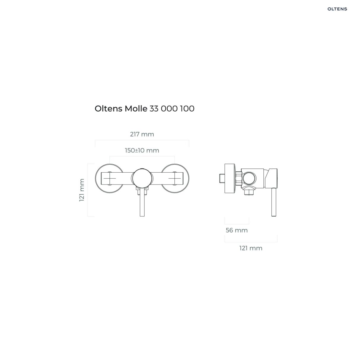 Oltens Jog bateria prysznicowa ścienna chrom 33003100 - obrazek 2