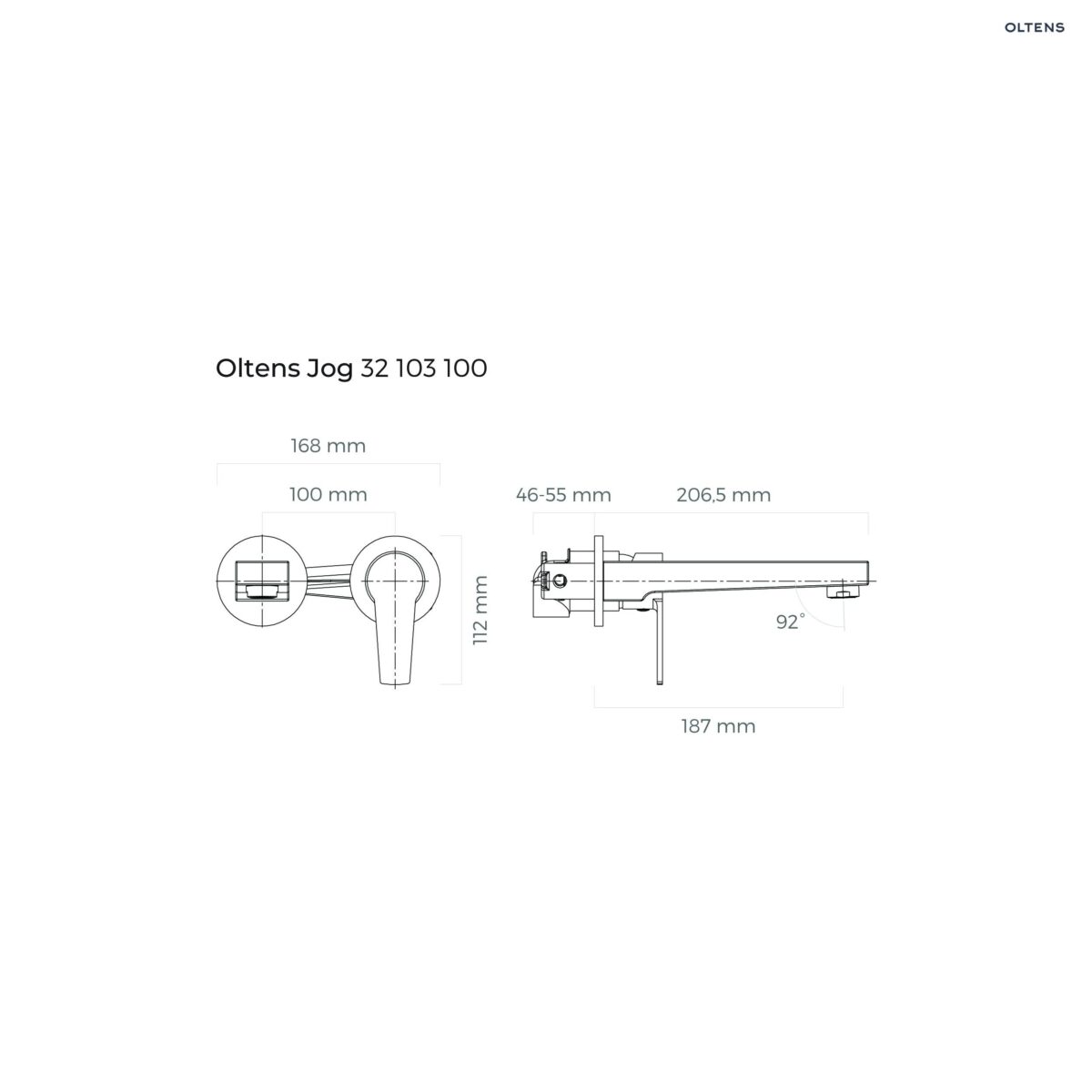 Oltens Jog bateria umywalkowa podtynkowa kompletna chrom 32103100 - obrazek 2