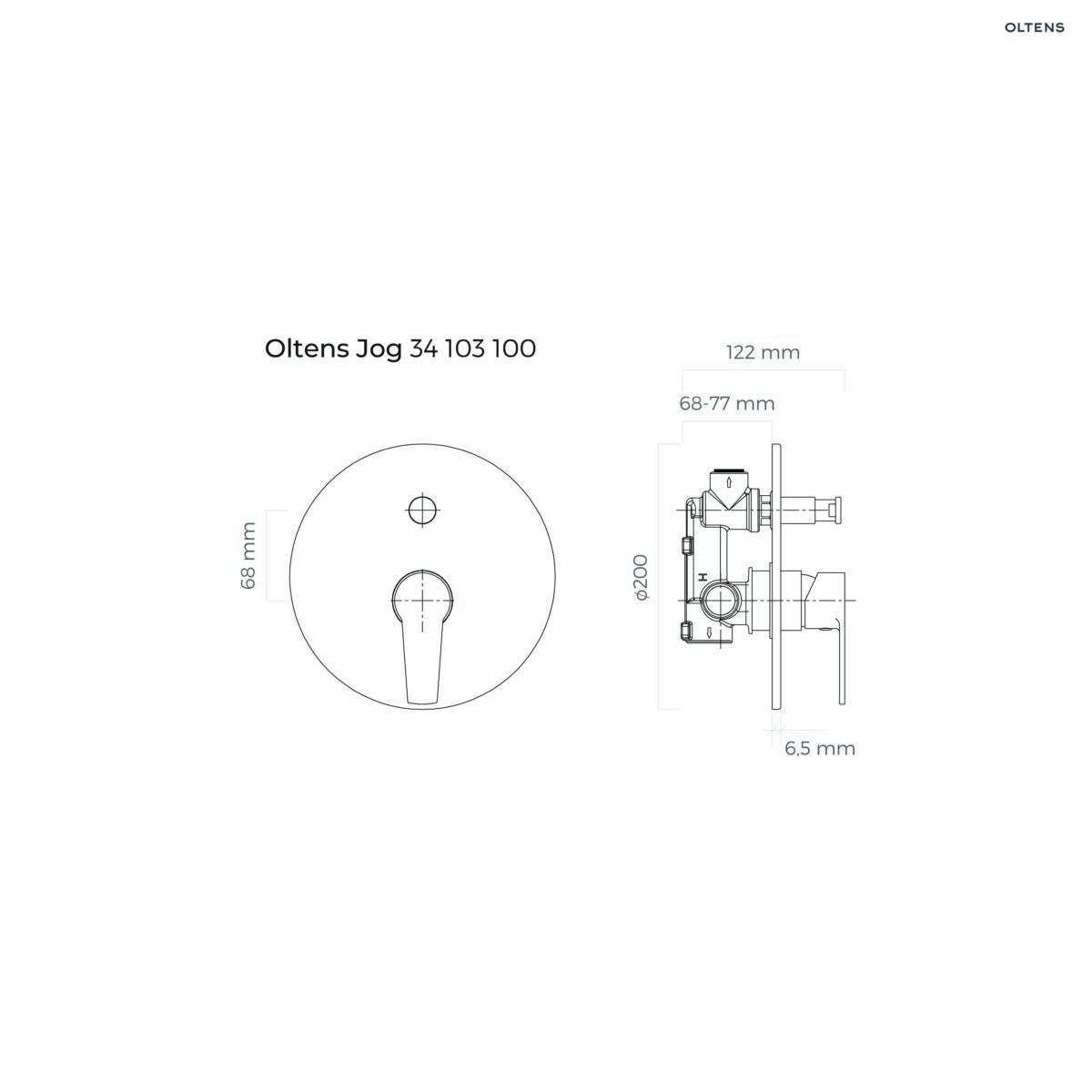 Oltens Jog bateria wannowo-prysznicowa podtynkowa kompletna chrom 34103100 - obrazek 2