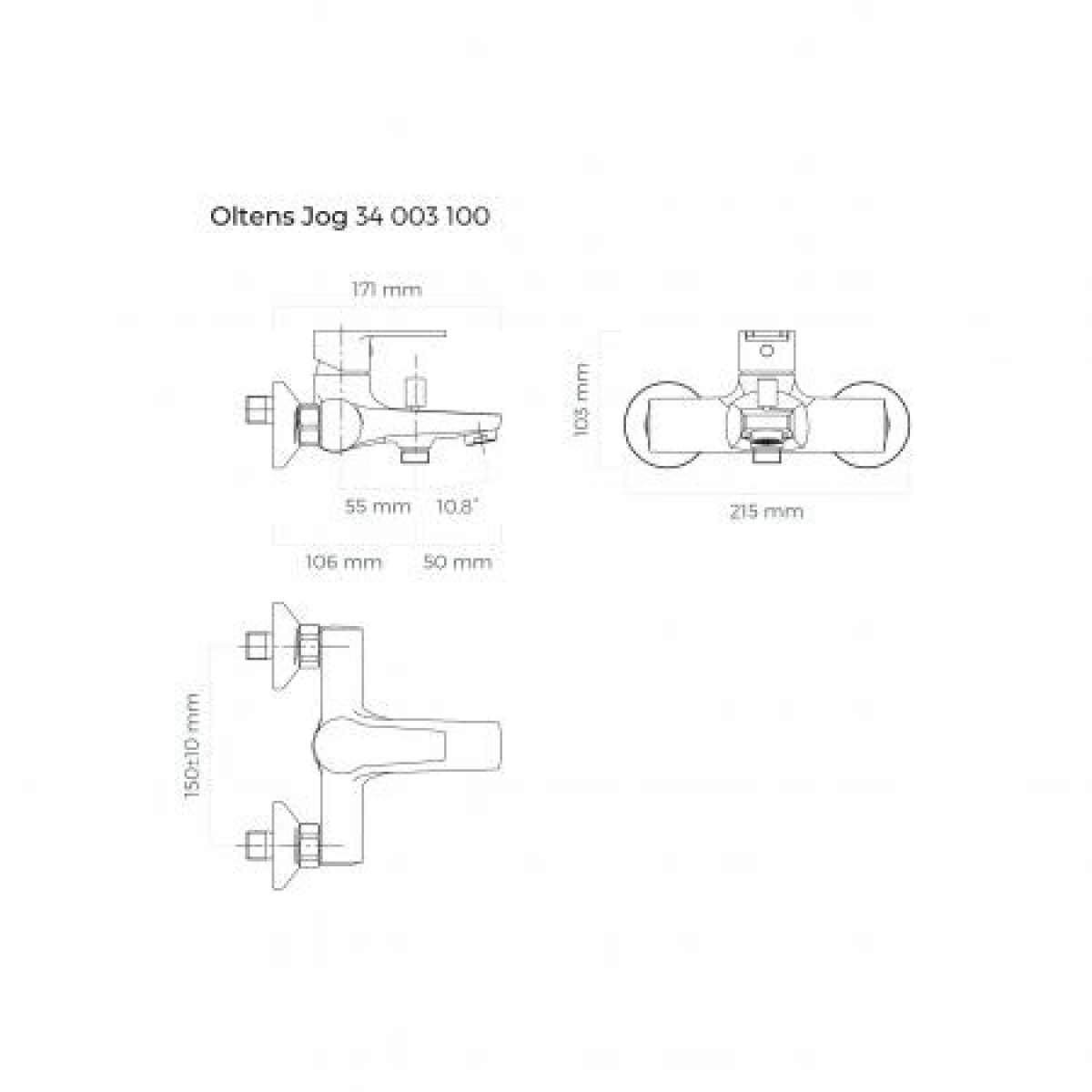 Oltens Jog bateria wannowo-prysznicowa ścienna chrom 34003100 - obrazek 2