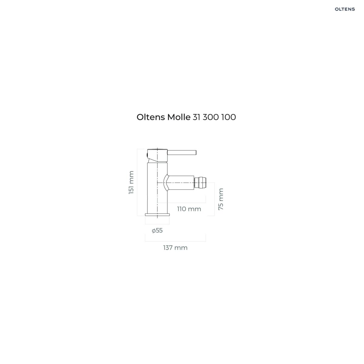 Oltens Molle bateria bidetowa stojąca chrom 31300100 - obrazek 2