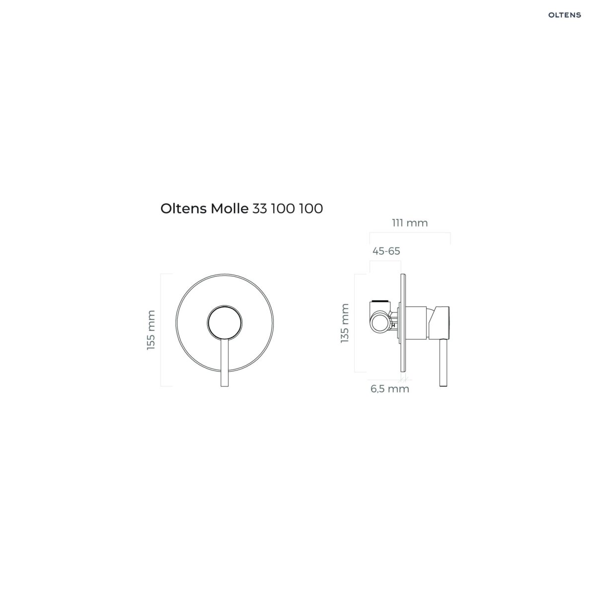 Oltens Molle bateria prysznicowa podtynkowa kompletna czarny mat 33100300 - obrazek 2