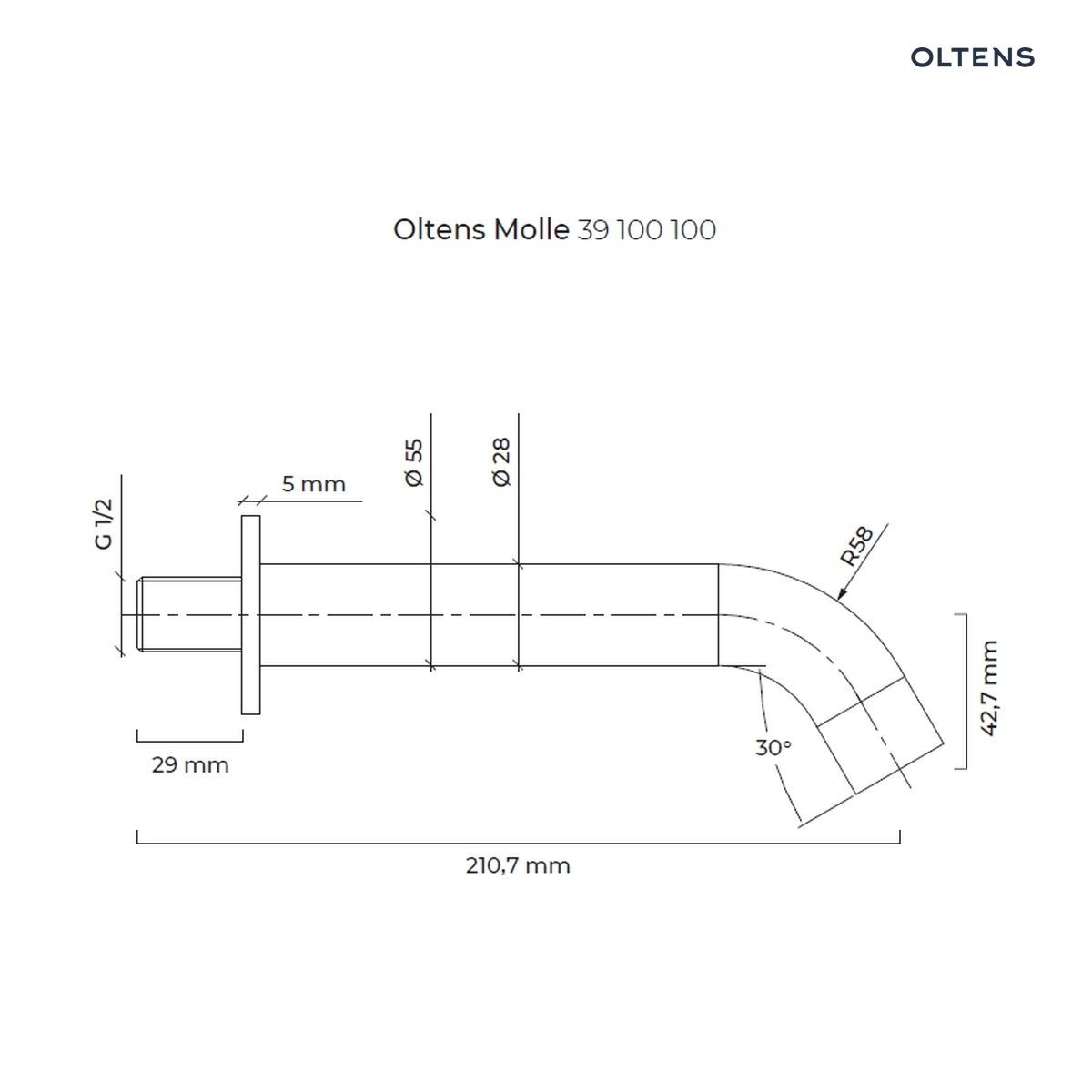 Oltens Molle wylewka wannowa chrom 39100100 - obrazek 2