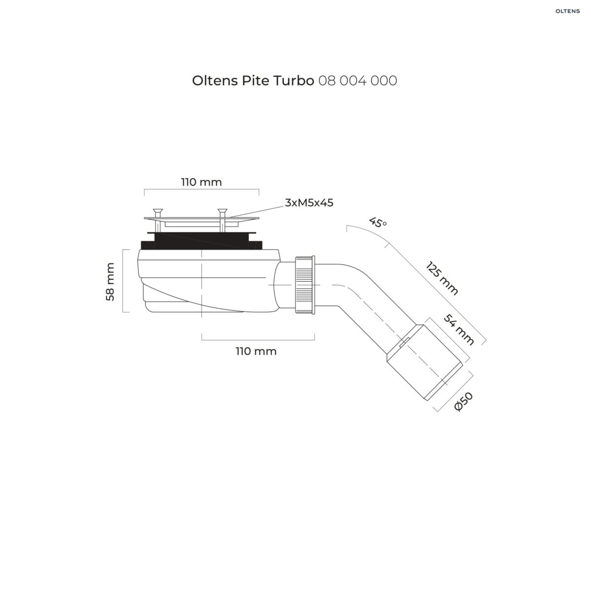 OLTENS PITE TURBO SYFON BRODZIKOWY ODPŁYW 90MM BEZ POKRYWY Z METALOWĄ FLANSZĄ - obrazek 2