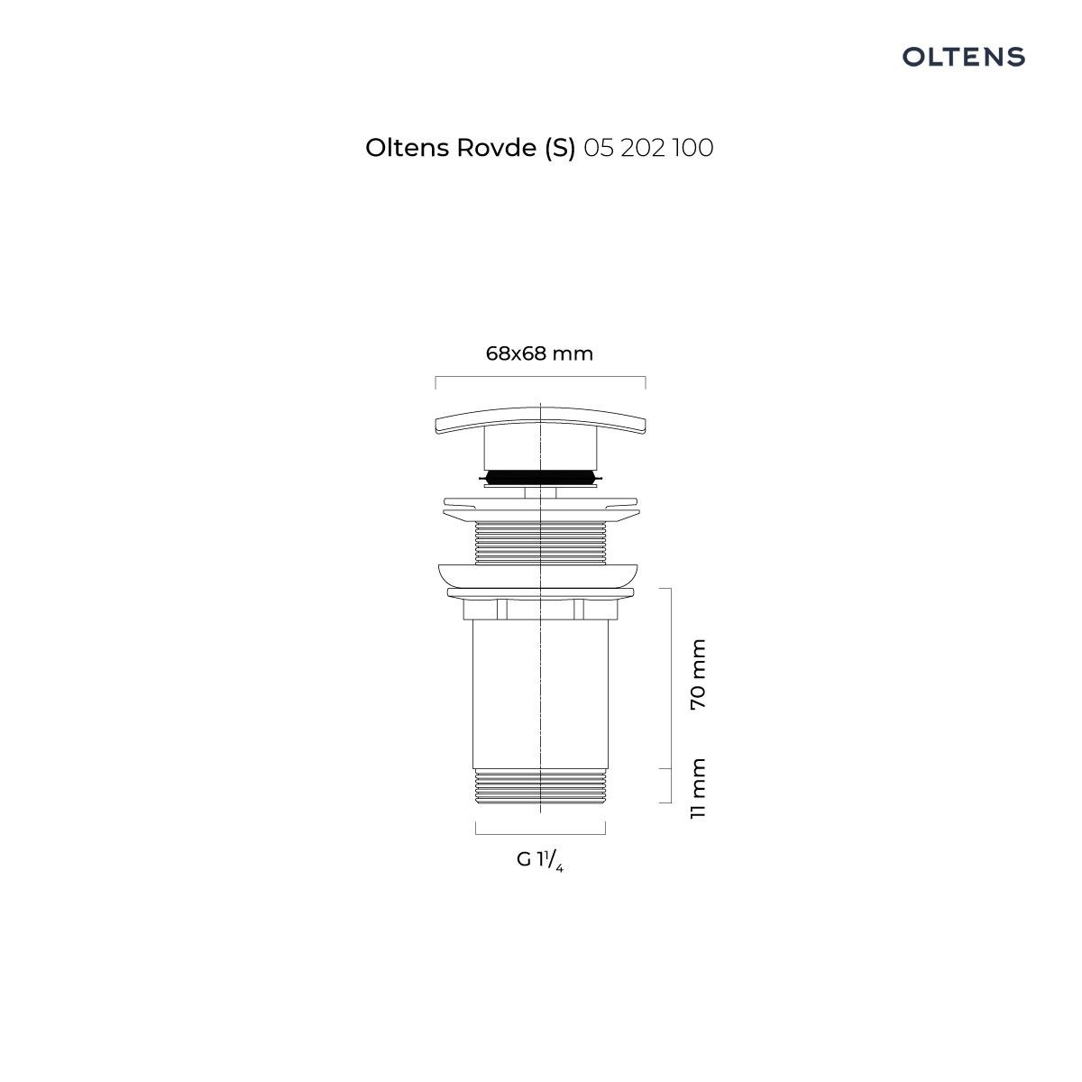 OLTENS ROVDE (S) KOREK DO UMYWALKI KLIK KLAK KWADRATOWY BEZ PRZELEWU G 11/4 CHROM - obrazek 2