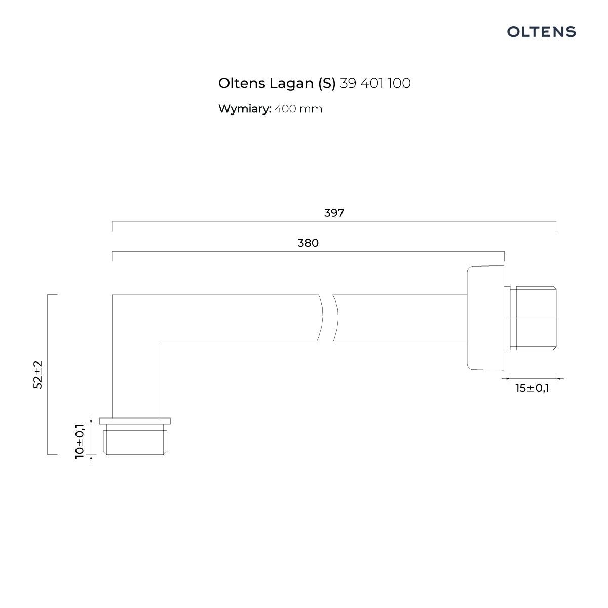 OLTENS SONDERA (S) LAGAN (S) DESZCZOWNICA 25CM KWADRATOWA Z RAMIENIEM ŚCIENNYM CHROM - obrazek 5