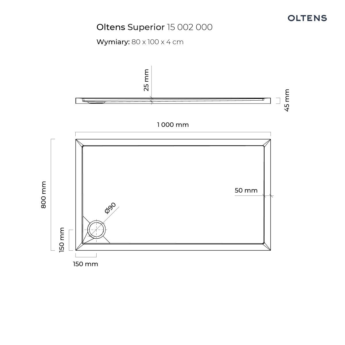 OLTENS SUPERIOR BRODZIK PROSTOKĄTNY 80x100 - obrazek 2