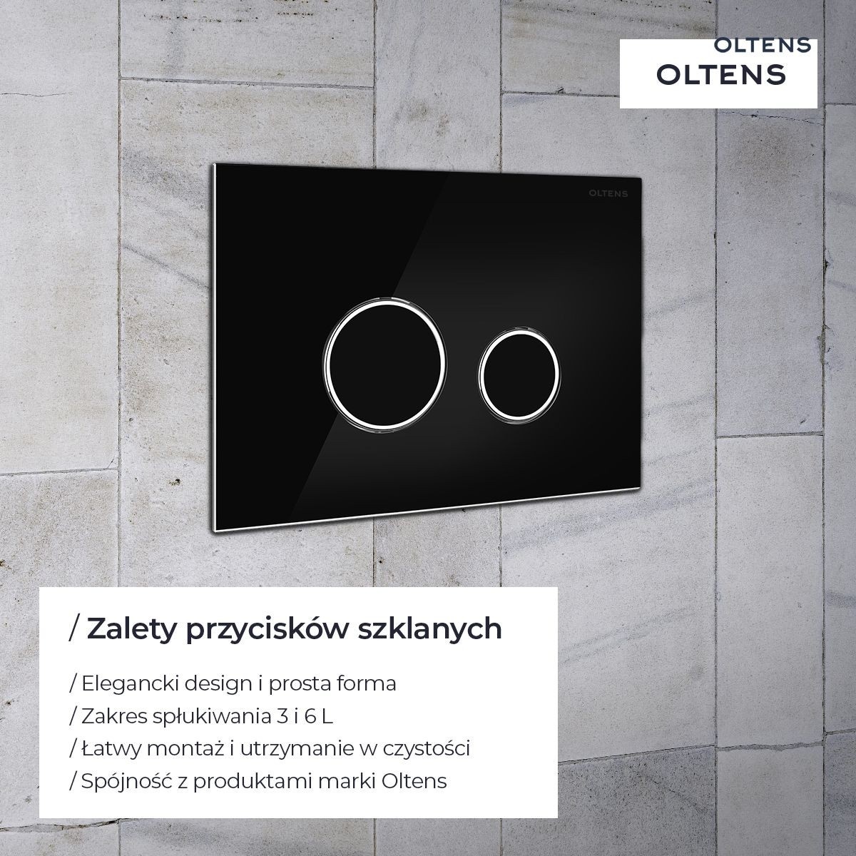OLTENS TORNE PRZYCISK SPŁUKUJĄCY DO WC SZKLANY CZARNY 57200310 - obrazek 4