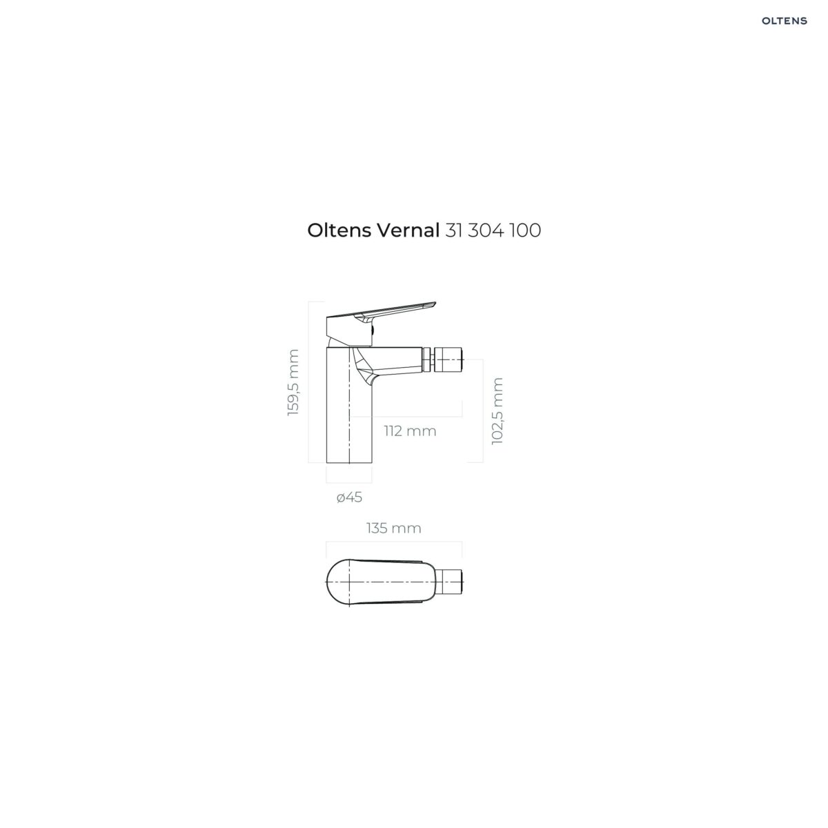 Oltens Vernal bateria bidetowa stojąca chrom 31304100 - obrazek 2