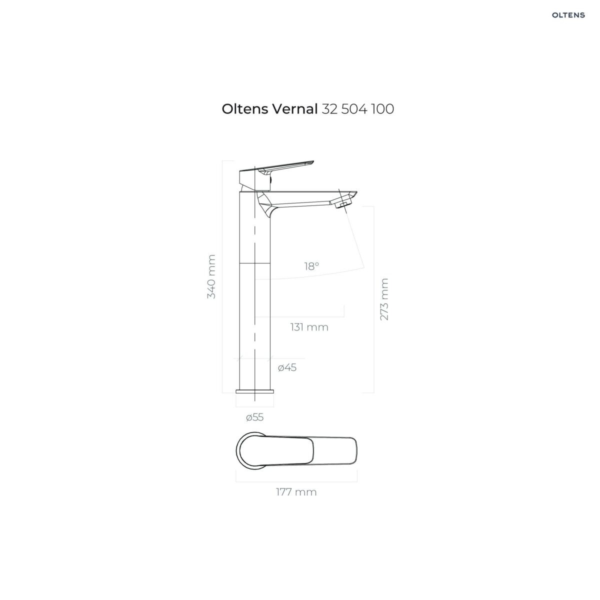 Oltens Vernal bateria umywalkowa stojąca wysoka chrom 32504100 - obrazek 2