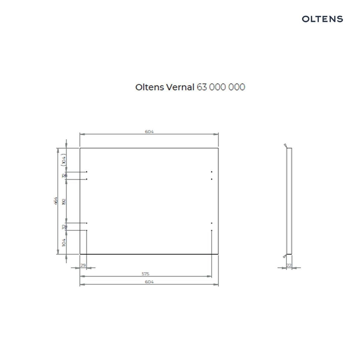 OLTENS VERNAL SZAFKA PODUMYWALKOWA WISZĄCA Z BLATEM BIAŁY POŁYSK 60CM - obrazek 3