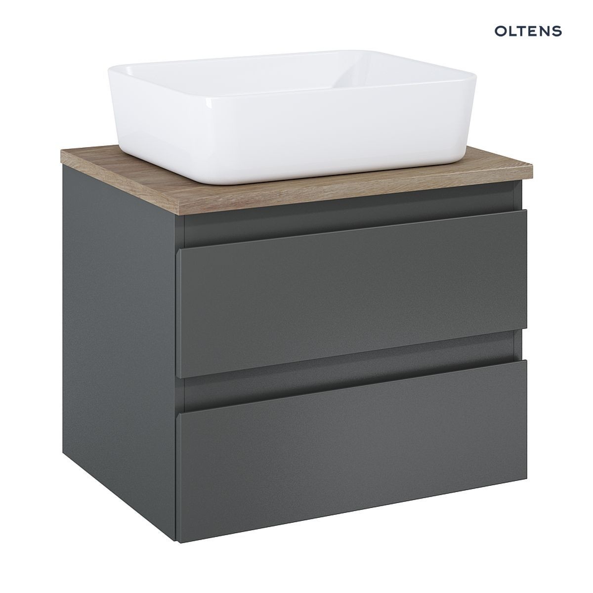 OLTENS VERNAL SZAFKA PODUMYWALKOWA WISZĄCA Z BLATEM GRAFIT MAT/DĄB 60CM - obrazek 3