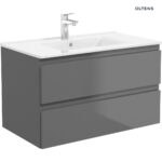OLTENS VERNAL SZAFKA PODUMYWALKOWA WISZĄCA Z BLATEM GRAFIT MAT/DĄB 80CM - obrazek 3