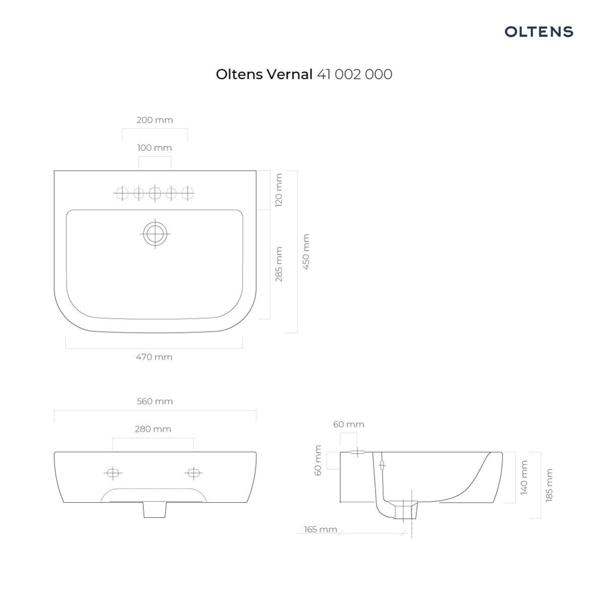 OLTENS VERNAL UMYWALKA WISZĄCA 45x56CM - obrazek 4