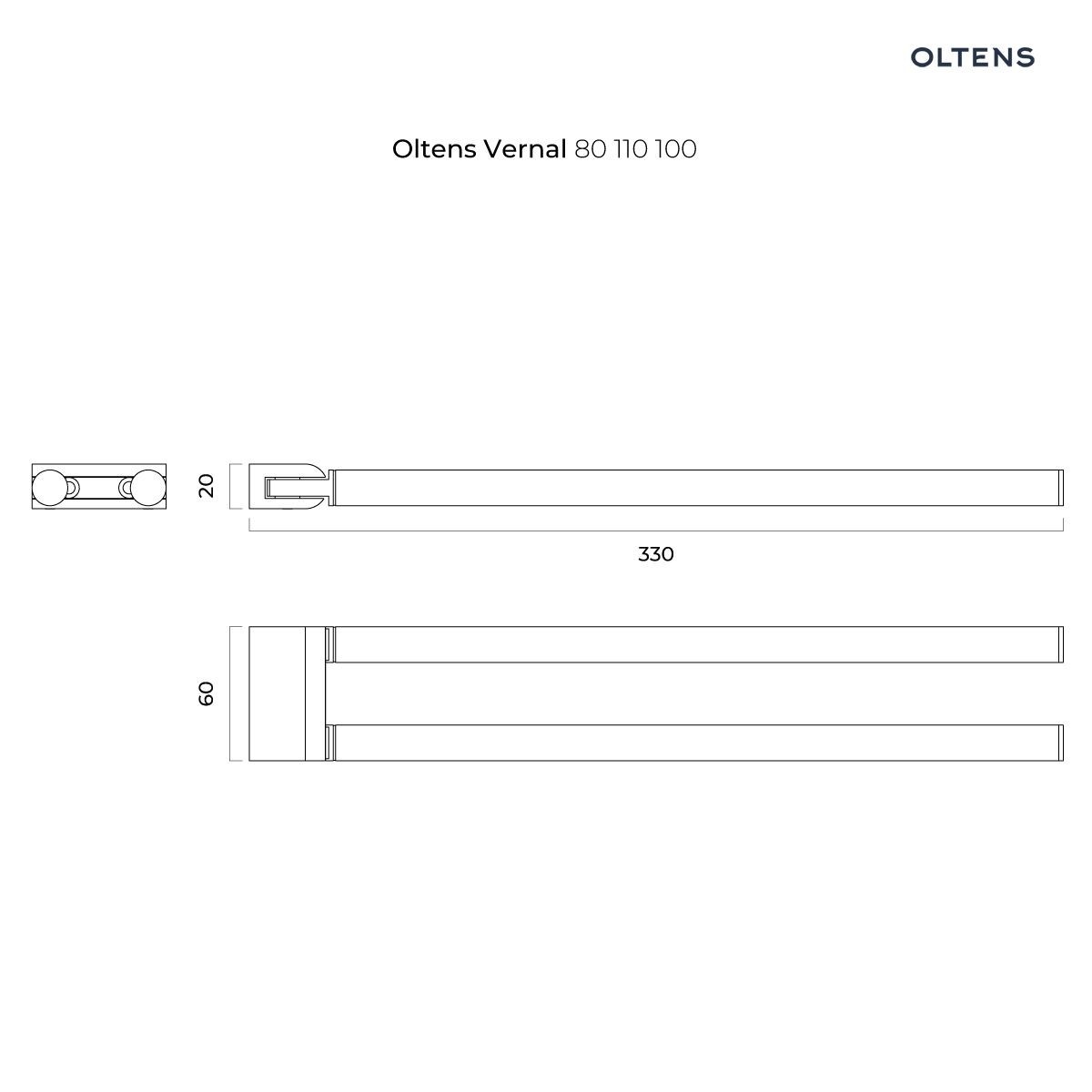 OLTENS VERNAL WIESZAK NA RĘCZNIK 33CM DWURAMIENNY RUCHOMY CHROM - obrazek 2