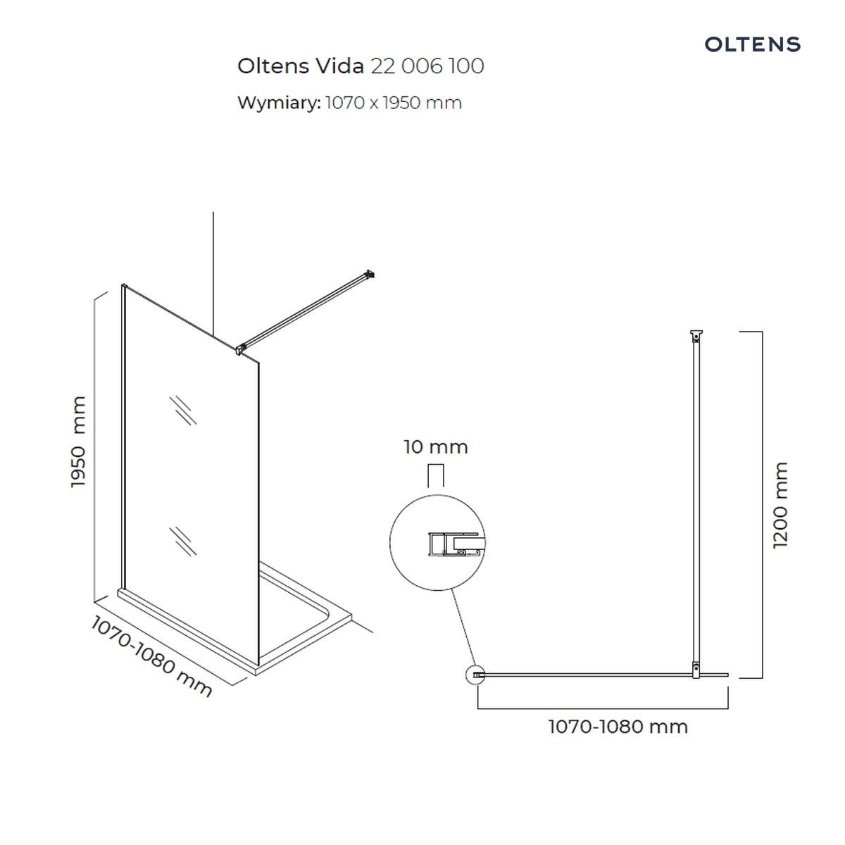 OLTENS VIDA ŚCIANKA PRYSZNICOWA WALK-IN 110CM - obrazek 2