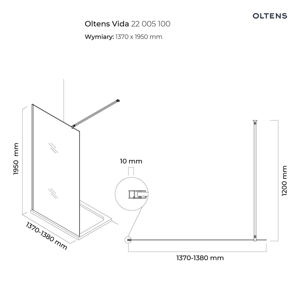 OLTENS VIDA ŚCIANKA PRYSZNICOWA WALK-IN 140CM - obrazek 2