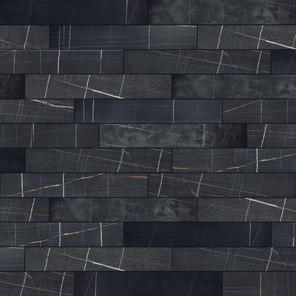 ITALGRANITI MARBLE EXPERIENCE SAHARA NOIR LISTELLO MIX 20X120