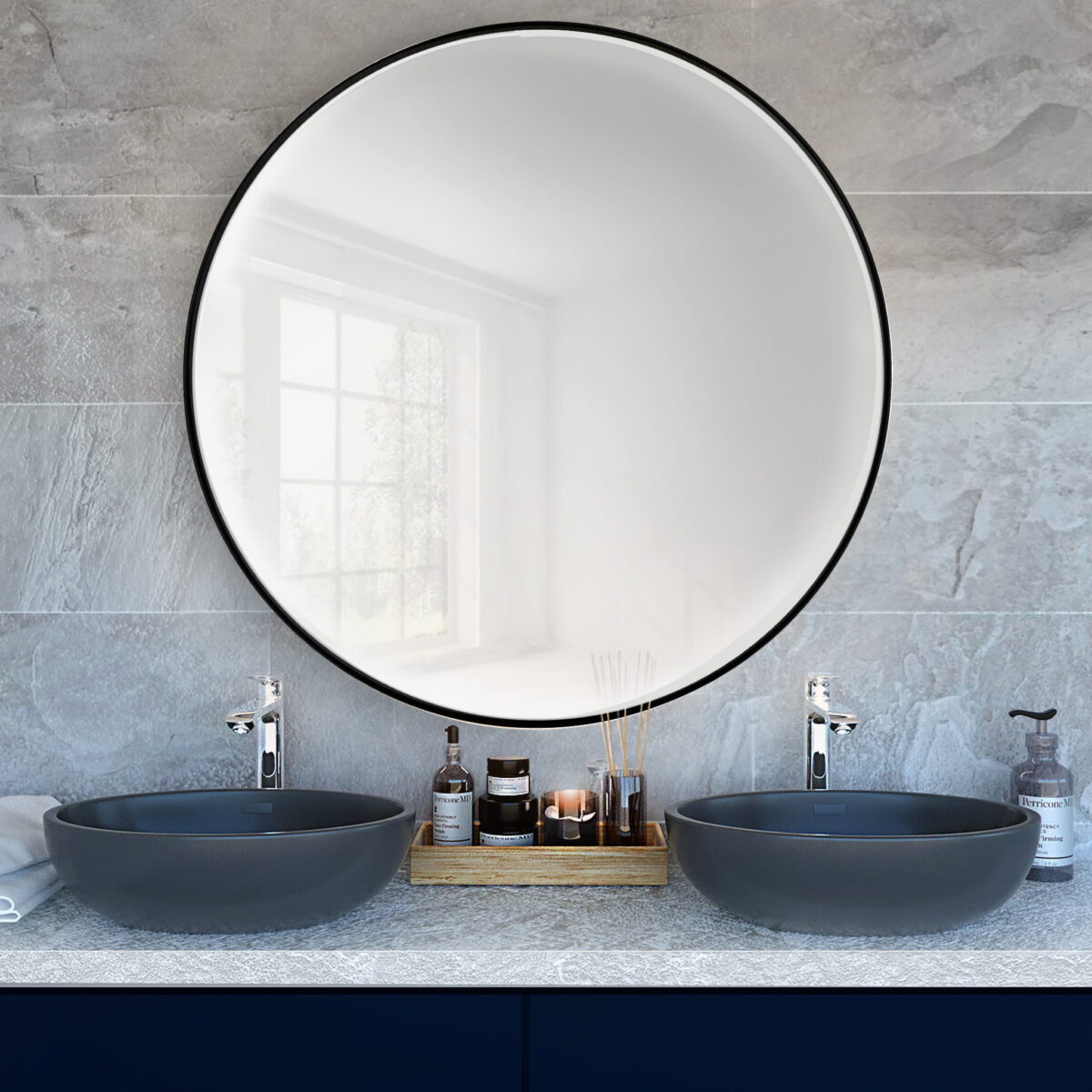 BALTICA DESIGN LUSTRO OKRĄGŁE TINY BORDER ROUND CZARNE ŚR. 50 CM - obrazek 4