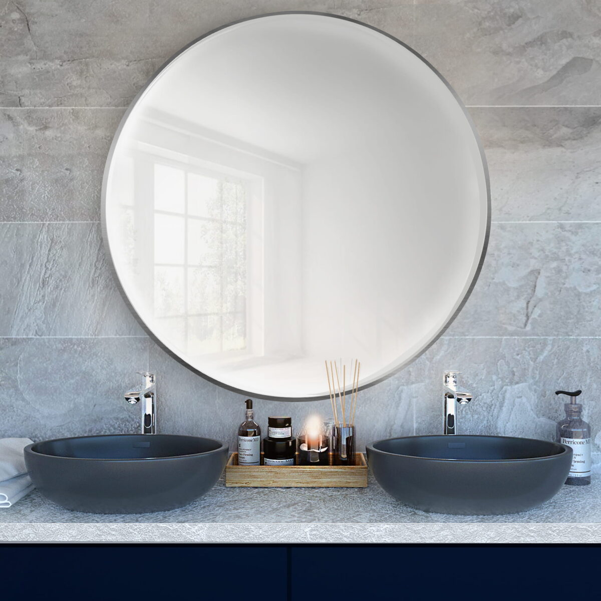 BALTICA DESIGN LUSTRO OKRĄGŁE TINY BORDER ROUND SREBRNE ŚR. 50 CM - obrazek 6