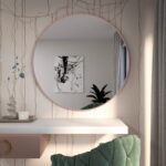 BALTICA DESIGN TINY BORDER ROUND LUSTRO OKRĄGŁE PUDROWY RÓŻ ŚR. 50 CM