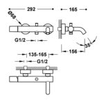 TRES STUDY BATERIA JEDNOUCHWYTOWA ŚCIENNA WANNOWA I PRYSZNICOWA GRAFIT PBT® 26117001GR - obrazek 2