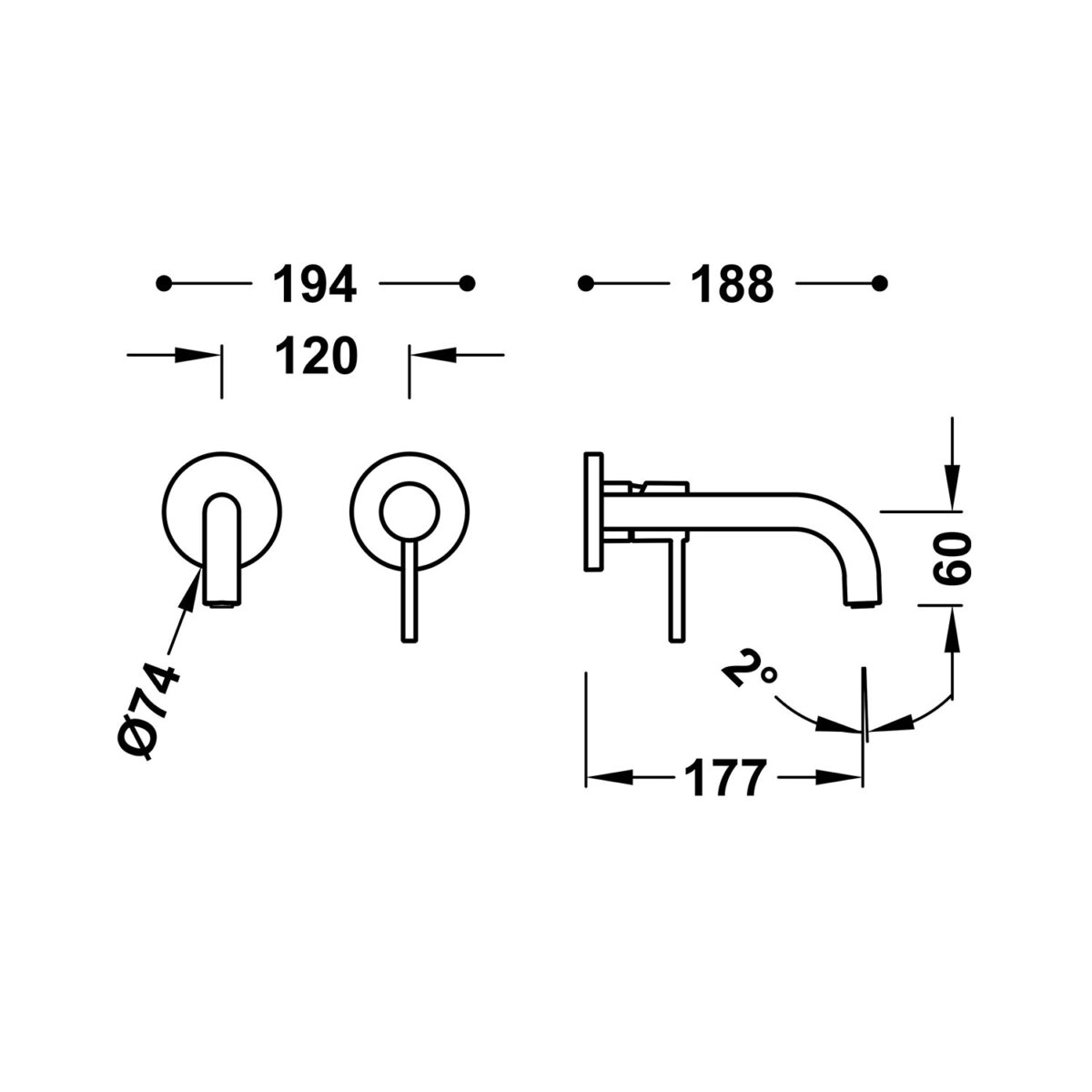 STUDY ELEMENTY ZEWNĘTRZNE DO PODTYNKOWEGO KORPUSU BATERII UMYWALKOWEJ GRAFIT PBT® 26230021GR - obrazek 2