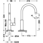 TRES STUDY WYSOKA BATERIA JEDNOUCHWYTOWA UMYWALKOWA Z BOCZNĄ DŹWIGNIĄ CZARNY BRĄZ PBT® 26290402KMB - obrazek 2